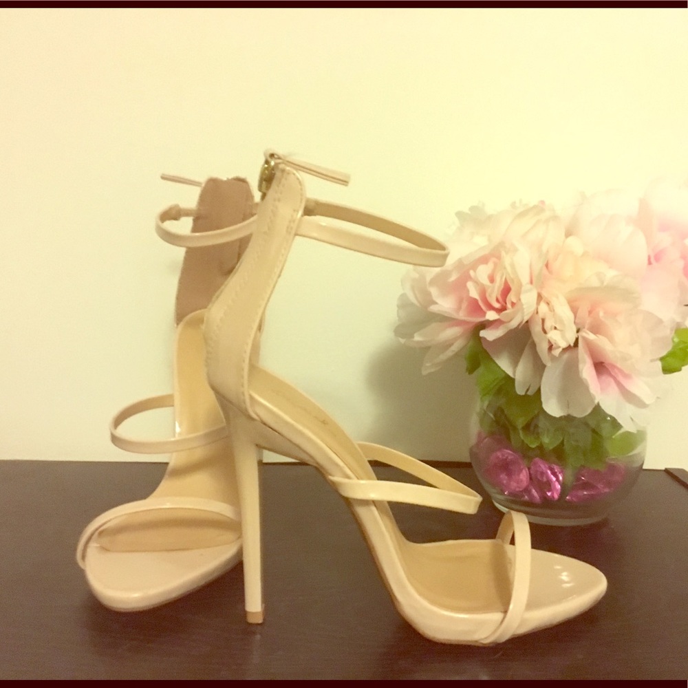 3 Strap Barely There Heels in Nude